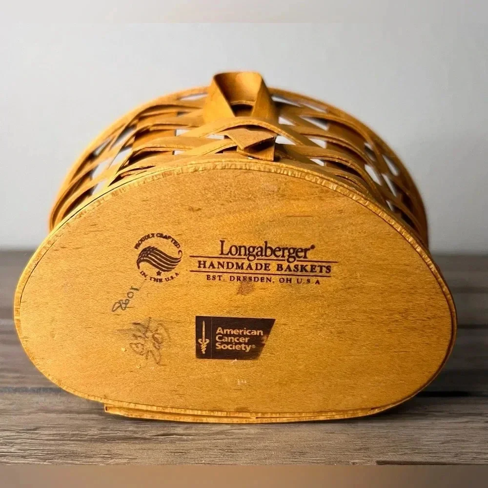 Longaberger 2007 Horizon Of Hope Basket Wood Ribbon Breast Cancer Awareness USA